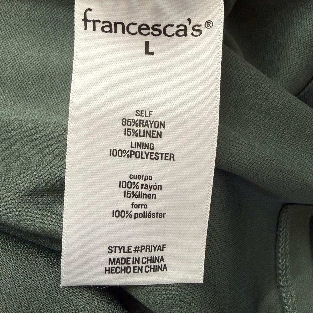 Mi Ami For Francesca’s Elegant Olive Green Puff Sleeve Midi Dress – Square Neck - Picture 14 of 15